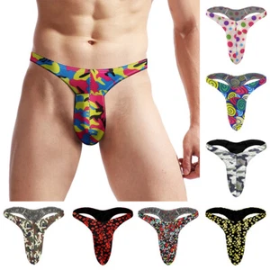 Mens Printed G-string Briefs Sexy Thong Bikini Underwear T Back Pouch Panties⇘ - Picture 1 of 30