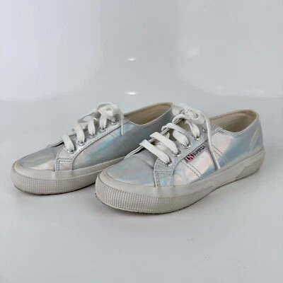 Superga 2750 Iridescent Hologram Holo Silver Sneakers Low Cut Size 6 - Image 1 of 4