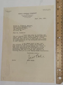 Jack Oakie Unterschrift auf Brief an St Louis Amusement Co. 1935 - Bild 1 von 3
