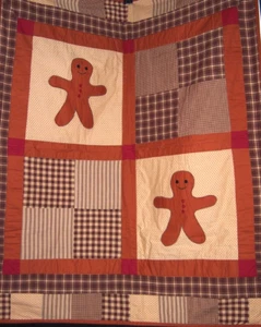 Color óxido Pan de jengibre Hombre Acolchado-Estilo Navidad Tiro/Colgante de pared-42" x 36" - Imagen 1 de 5