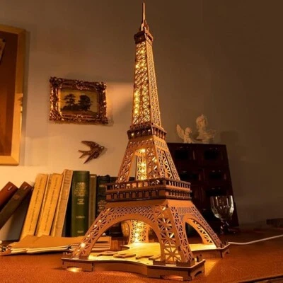 ROKR ROBOTIME 3D Holz Puzzle Paris Eiffelturm Home Desk Dekor 4 Beleuchtungsmodi LED