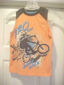 OP Boys Orange Pro Dirt Bike Graphic Shirt Size XS (4-5) Sleeveless Cotton Blend - Picture 1 of 5