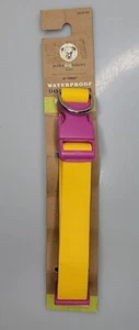 New Polka Dot Bakery Waterproof Dog Collar - Medium 1in x 18in - Yellow/Pink - Picture 1 of 3