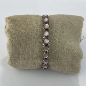 Native American Pink Mother of Pearl Sterling Silver Cuff Bracelet Designers - Picture 1 of 14