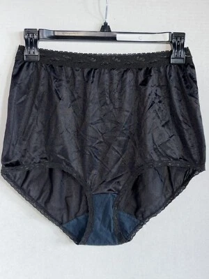 Cotillion L 7 Silky Satin Black Panty Bikini High Waist Underwear Cotton Gusset - Image 1 of 4