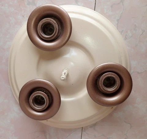 Vintage 3 Bulb Art Deco Ceiling Fixture Chandelier Pan Light 12" Cover