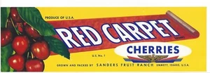 Original RED CARPET cherry crate label Emmett Idaho Sanders Fruit gold eagle - Picture 1 of 1