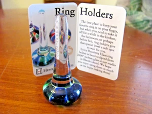 HENRIETTA ART BLOWN GLASS HAND SCULPTED 3" GREEN & BLUE ABSTRACT RING HOLDER NEW - Picture 1 of 6