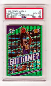 Tarjeta de baloncesto Panini Mosaic 2019 #7 LeBron James PSA 10 ¿Juego? LAKERS VERDES - Imagen 1 de 5