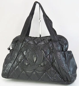 Authentic CHANEL Black Enamel Patent Leather Tote Bag Purse #51210 - Picture 1 of 16