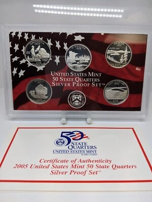 2005-S US Mint SILVER Proof QUARTER Set W/ Original Government Packaging - Image 1 of 3