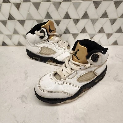 Niños Nike Air Jordan 5 V Retro Olímpico Talla 1.5Y Medalla Oro Blanco 2016 136027-133 Foto 1 de 4