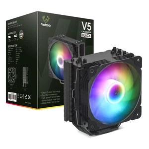 Vetroo V5 CPU Cooler PC Heatsink w/5 Heat pipes 120mm PWM Fan ARGB Fan AMD Intel - Picture 1 of 14