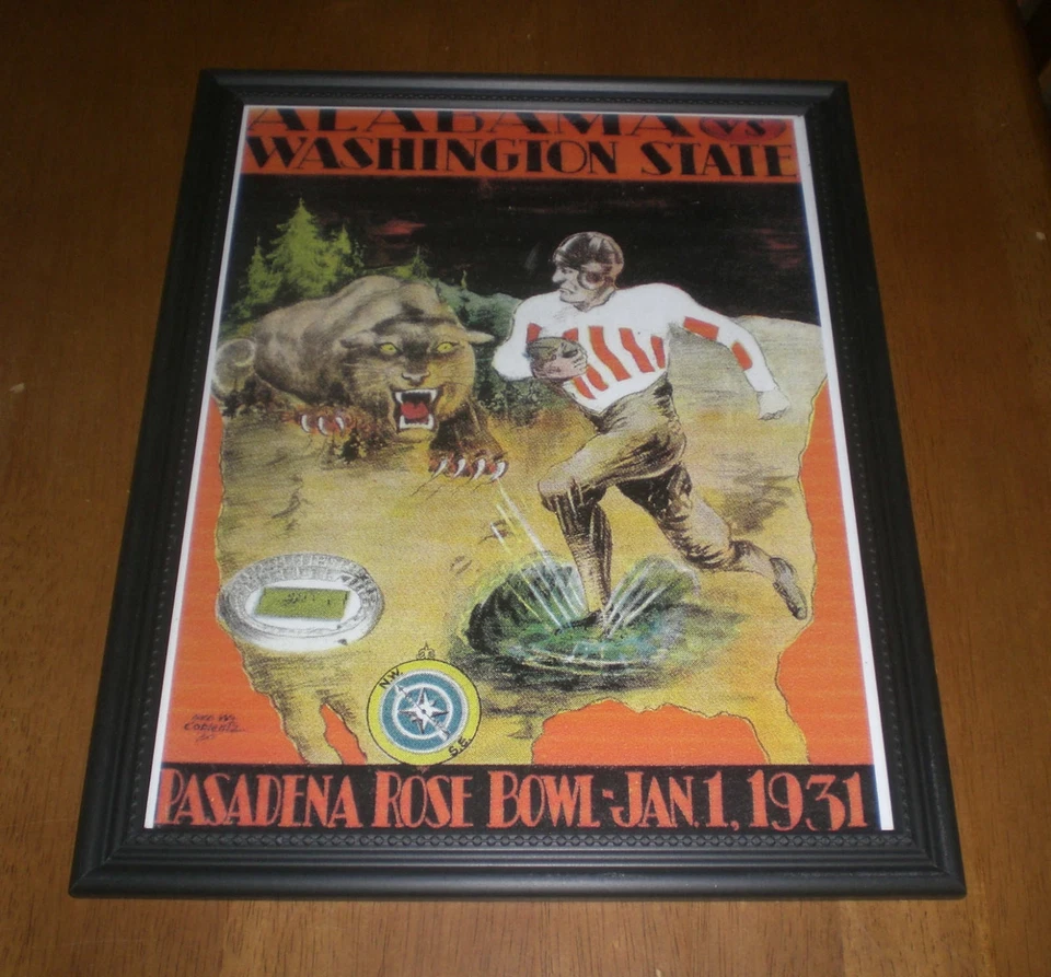 1931 PASADENA ROSE BOWL ALABAMA vs WASHINGTON STATE ENMARCADO PROGRAMA IMPRESIÓN Foto 1 de 1