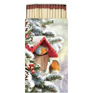 Streichholzschachtel HOUSE WITH ROBINS Streichhölzer Ambiente | Rotkehlchen - Bild 1 von 1