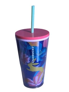 Easter Starbucks 2021 Spring Bunny Rainbow Floral Glitter 16oz Cold Cup Tumbler - Picture 1 of 7