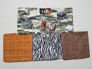 Lot 5 Yards+ Fabric Safari Animals Spots Zebra Stripe Prints Cotton - Picture 1 of 6