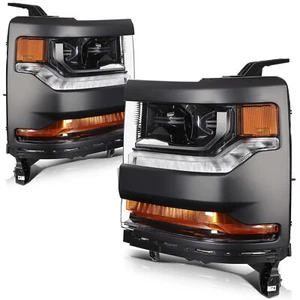 Conjunto de par de faros izquierdo derecho para Chevrolet Silverado 1500 2019-2016 negro - Imagen 1 de 9