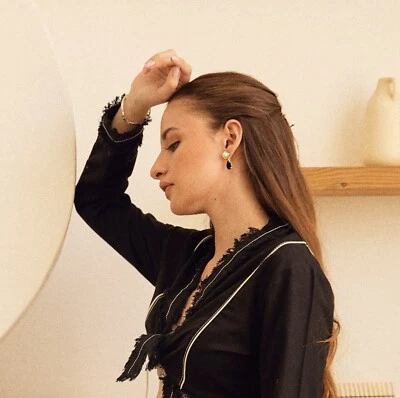 Natural Pearl & Black Onyx Drop Studs For Women  Black & White Drama Earrings - Image 1 of 4