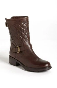 New Women Aquatalia by Marvin K. Sweetness Mid-Calf Quilted Moto Boots S 9 Brown - Picture 1 of 8
