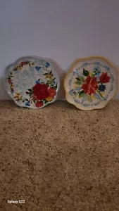 2 Pioneer Woman Appetizer Plates Spring Bouquet & Sweet Rose Excellent! - Picture 1 of 6