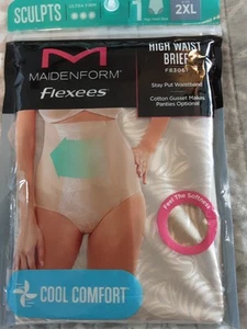 NEU GRÖSSE 2XL DAMEN MAIDENFORM FLEXEES COOL KOMFORT ULTRA FEST HOHE TAILLE BRIEFHOSE - Bild 1 von 2