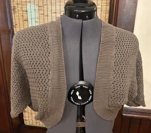 Ann Taylor LOFT Damen Strickjacke braun Cropped Waffelmuster Gr. XL - Bild 1 von 3