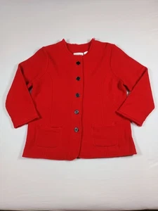 Alfred Dunner 100% Wolle rot Jacke Pullover Fransen Urlaub bequem Weihnachten Medium - Bild 1 von 7