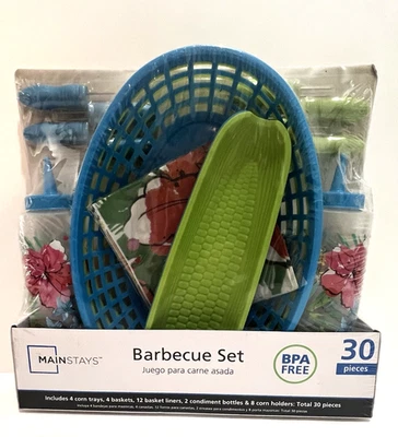 NEW SEALED Mainstays 30 Piece Tropical Floral Barbecue Set BPA Free - Image 1 of 4