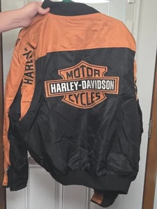 Harley Davidson Nylon Moto Biker Jacke Logo Ärmel Reißverschluss vorne Größe XL - Bild 1 von 4