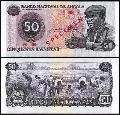 Angola 50 Kwanzas 1979, UNC, SPECIMEN, P-114s, H-A 000000 - Image 1 of 3
