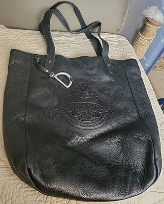 Bolso de Mano Vintage Lauren Ralph Lauren Grande de Cuero Negro Cuero Guijarro Suave Foto 1 de 4