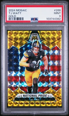 TJ Watt 2024 Panini Mosaic #266 Gold National Pride 5/10 PSA 9 - Image 1 of 2