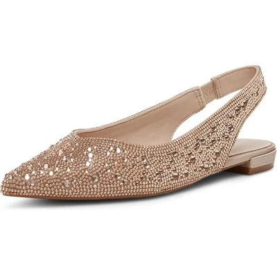 Zapatos planos elegantes brillantes Madden Girl champán estrás puntiagudos con cordones Foto 1 de 4