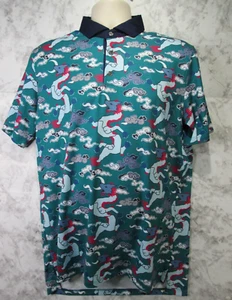 Grayson Kurzarm Wolf Slayer Print Golf Poloshirt Herren Medium - Bild 1 von 7