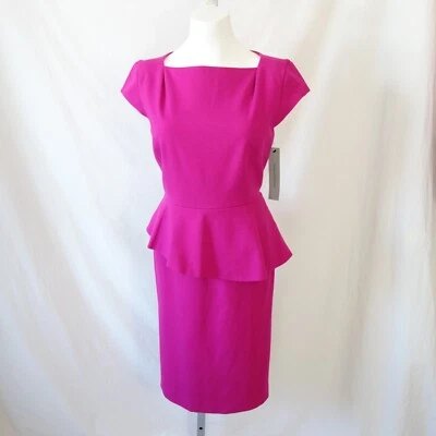 CLASSIQUES ENTIER Nordstrom US 6 Pink Peplum Cap Sleeve Work Office Dress Pencil - Image 1 of 4