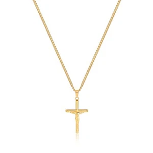 Gold Crucifix Pendant Necklace, Stainless Steel, Chain Included, UK Seller - Picture 1 of 3