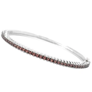 2Ct Round Cut Natural Garnet 14k White Gold Plated 925 Bangle Bracelet - Picture 1 of 7