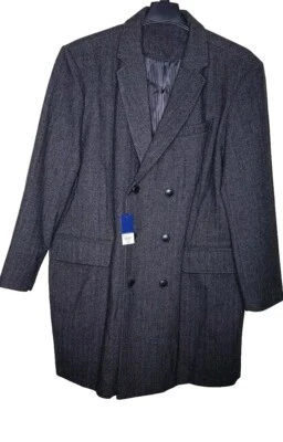 Abrigo de invierno de lana gris XXL Stafford espiga doble pecho nuevo con etiquetas para hombre Foto 1 de 4