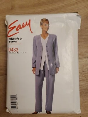 Easy Stitch 'n Save 9433 Sewing Pattern Jacket Vest Pants Size B 12 ~ 18 NOS - Image 1 of 2