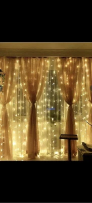 300 LED Curtain Fairy Lights USB String Light With Remote Xmas Party Wedding - Image 1 of 4