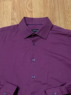 Bugatchi Shirt Mens Medium Red Blue Dressy 8 Way Stretch Striped Preppy - Image 1 of 4