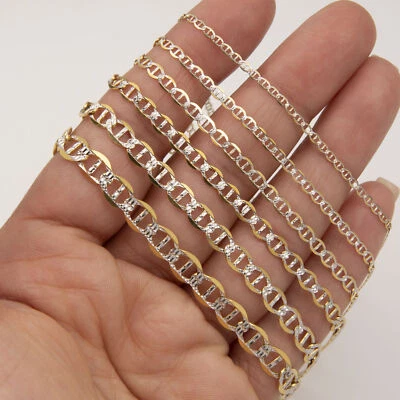 Solid 10K Gold Diamond-Cut Mariner Link Chain Anklet Yellow White gold All Sizes - Image 1 of 4