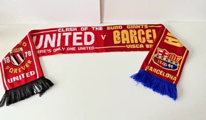 United VS. Barcelona Rare Football Soccer Match Scarf - Picture 1 of 7