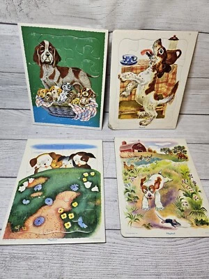 Vintage Playskool Puppy Tray Puzzles - 4 - Golden Press-Poky Little Puppy-Dogs - Image 1 of 4