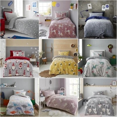 Glow In The Dark Teddy Fleece Duvet Cover Sets Soft Warm Kids Adults Bedding GC - Image 1 of 2
