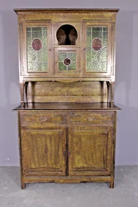 Antikes Jugendstil Buffet Küchenschrank edle Bleiverglasung um 1900 - Bild 1 von 11