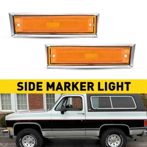 Side Marker Lights Chrome Bezel Pair Set For Chevy Blazer GMC Jimmy C/K R Pickup - Picture 1 of 9