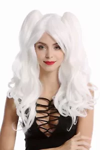 Perücke Damenperücke Cosplay 2 Zöpfe lang wellig Gothic Lolita Japan weiß - Bild 1 von 4