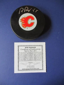 Rob Ramage Calgary Flames Signed Autographed Hockey Puck AJ Sports * - Picture 1 of 3
